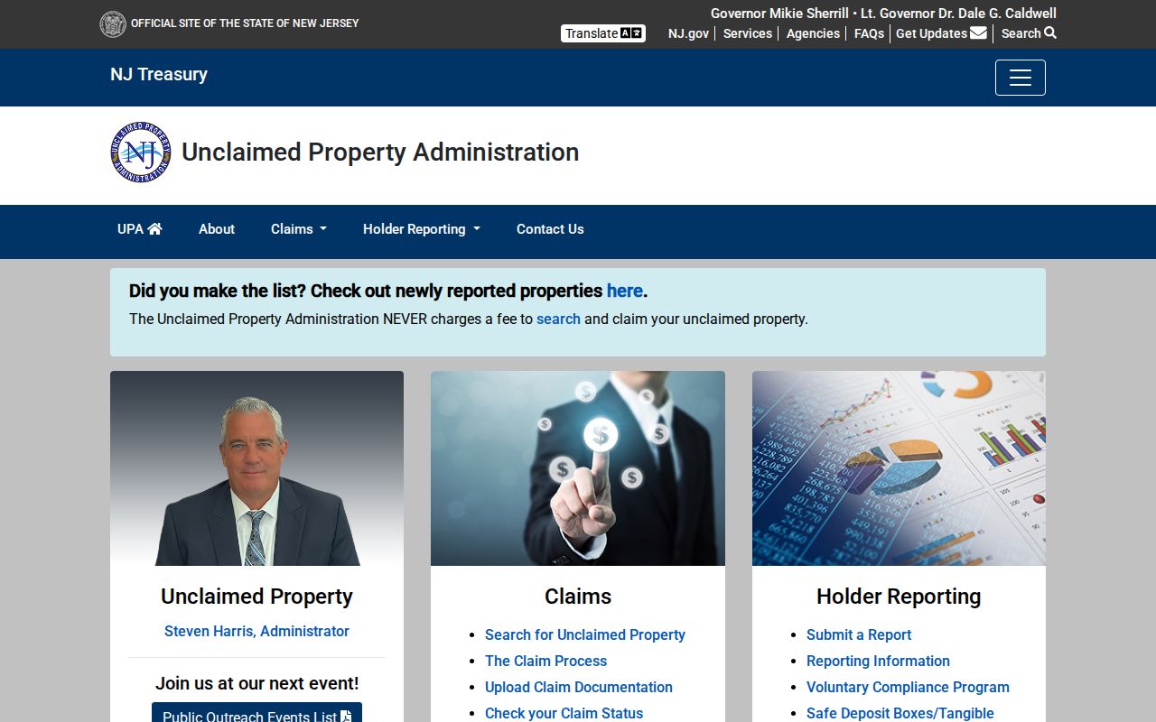 Secaucus residents directory New Jersey unclaimed property search