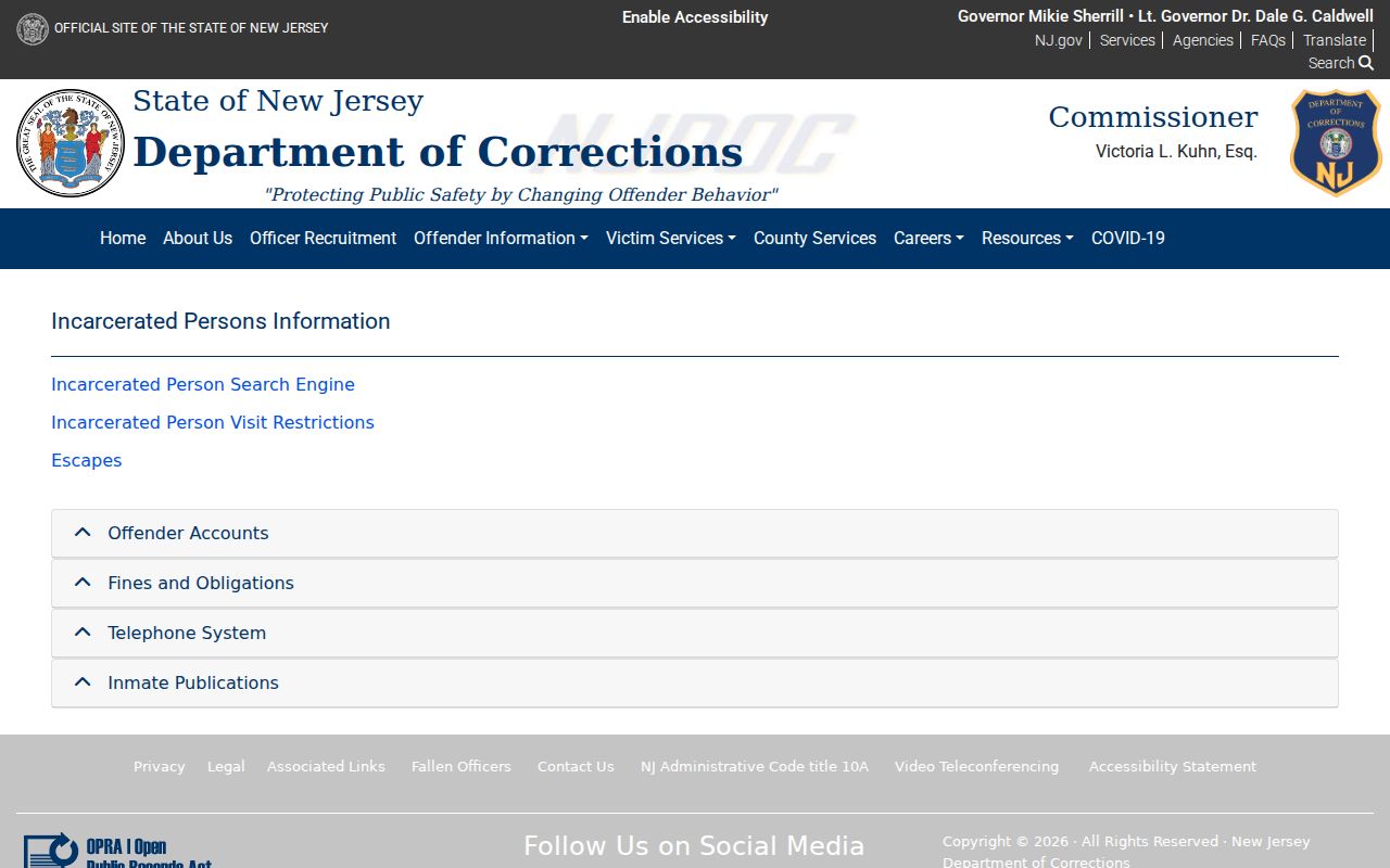 Secaucus resident lookup through the New Jersey incarcerated person search