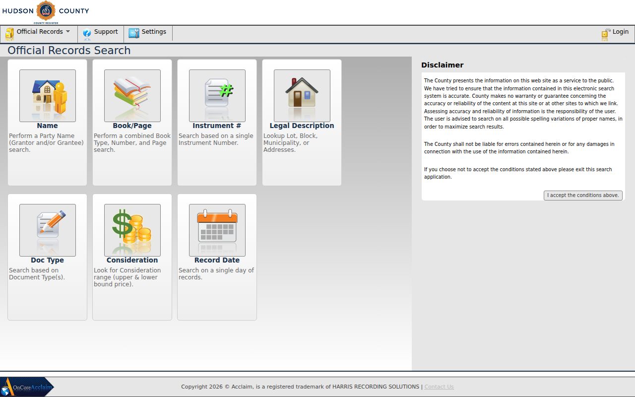 Secaucus street directory Hudson County deed index search options