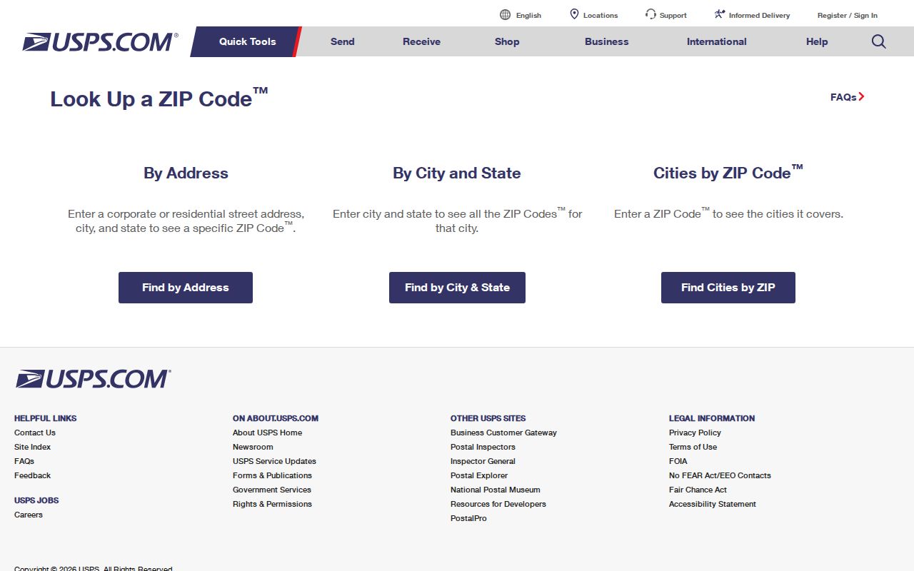 Secaucus ZIP code directory view of the USPS ZIP Code Lookup for address validation